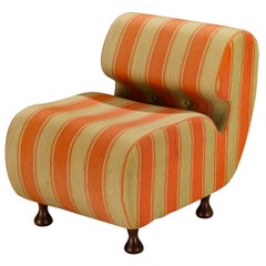 Italian Mid-Century Lounge Chair in Striped Fabric