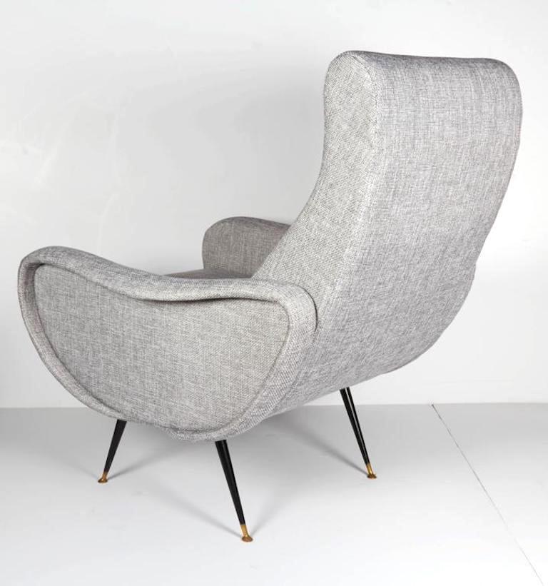 Mid-Century Modern Italian Midcentury Lounge Chair in Woven Grey, circa 1950s