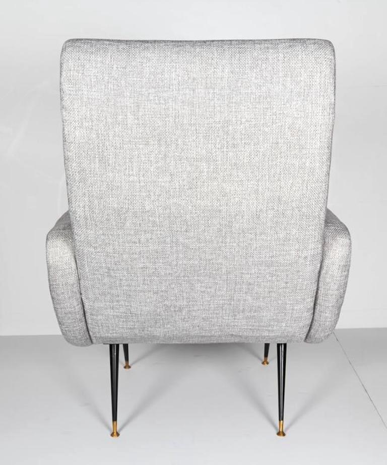 Mid-20th Century Italian Midcentury Lounge Chair in Woven Grey, circa 1950s
