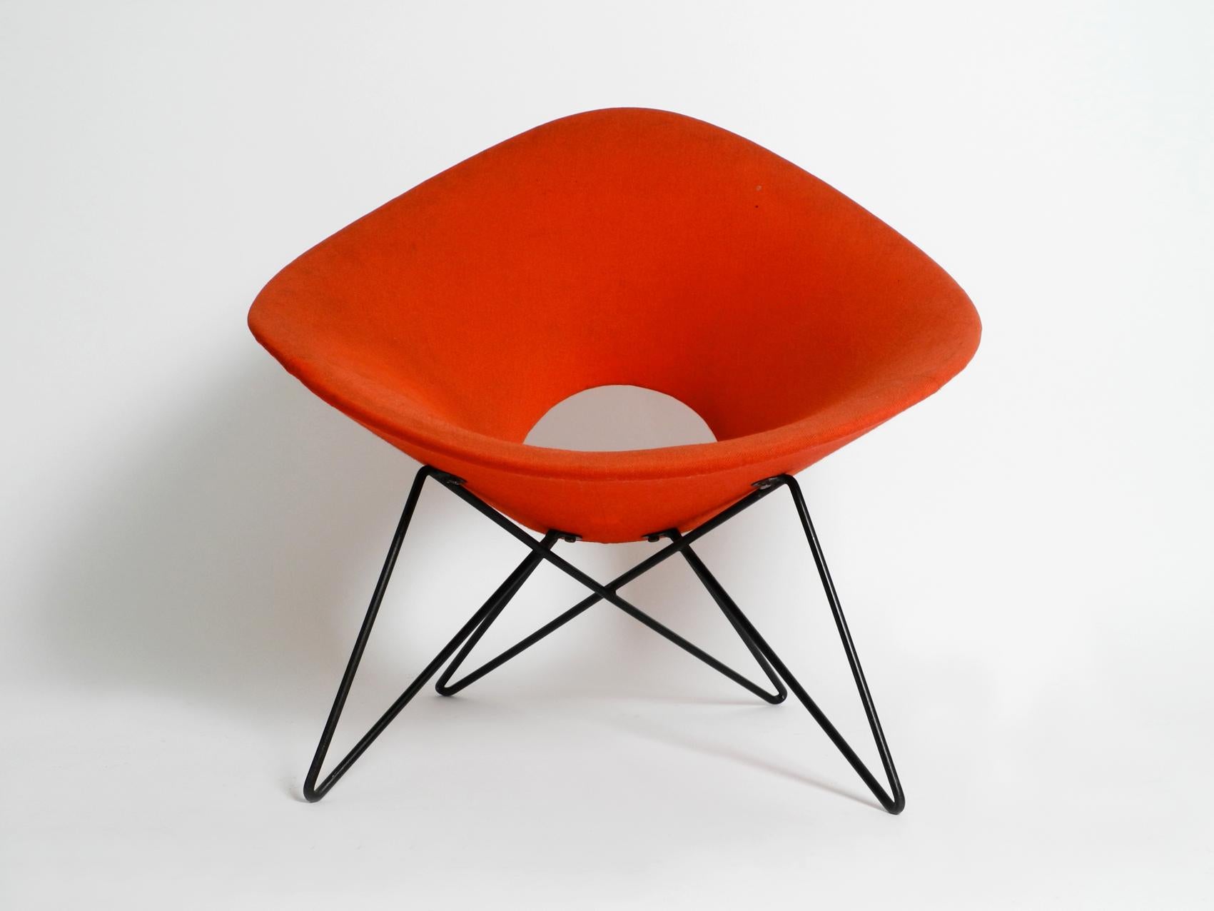 Mid-20th Century Italian Midcentury Lounge Chair with Original Fabric Cover and Hairpin Foot