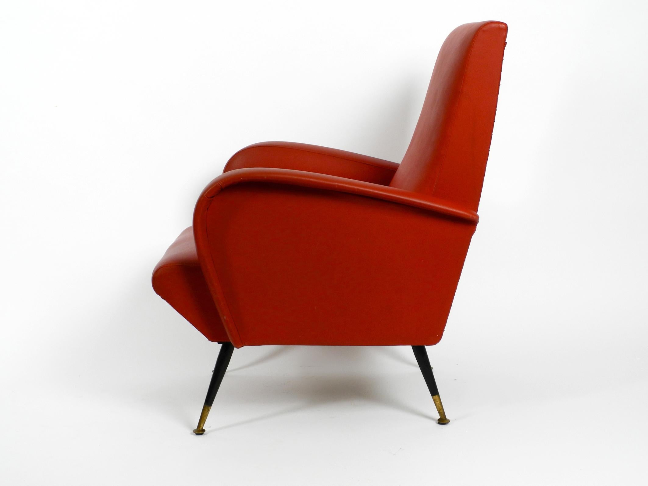 red mid century chair