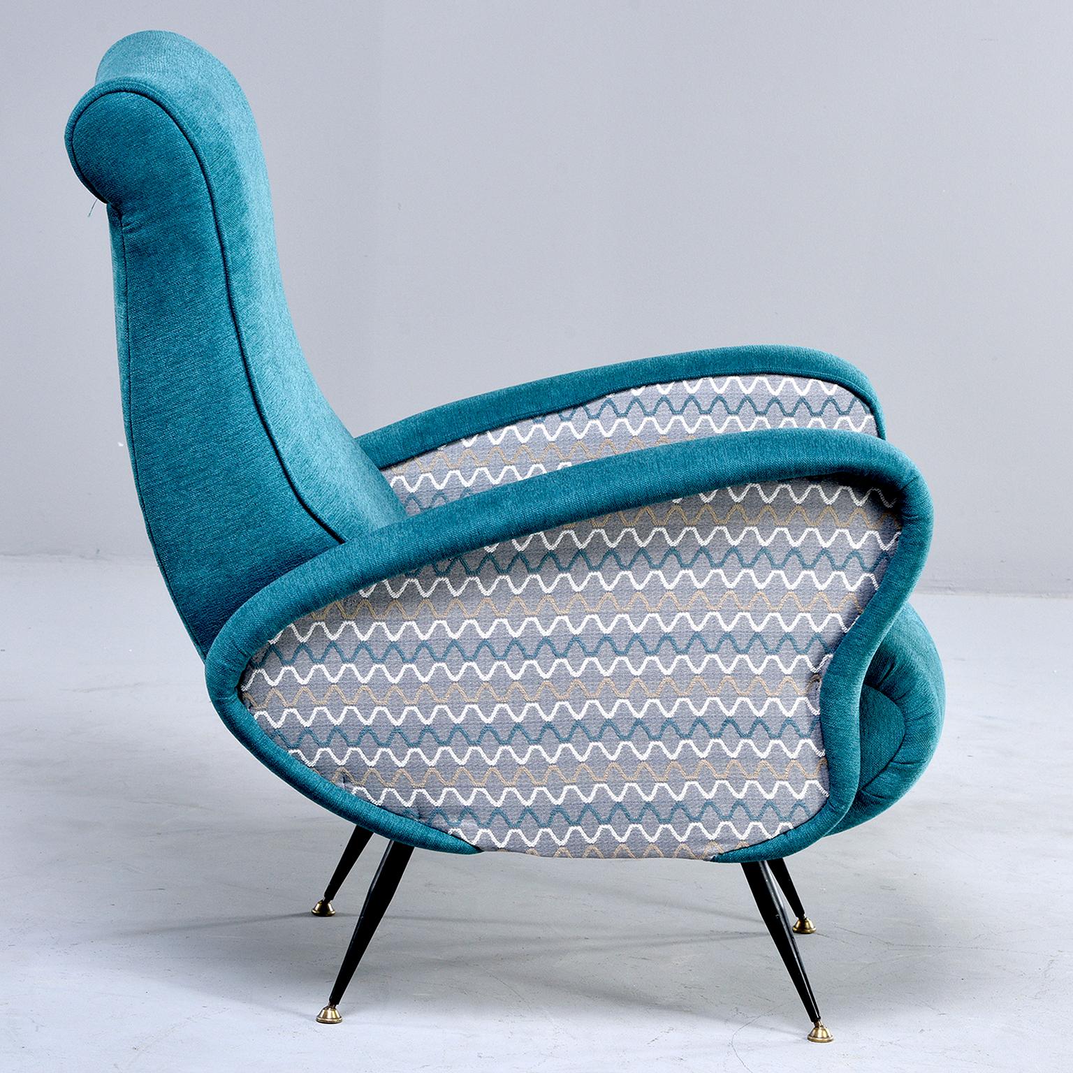 Mid-Century Modern Italian Mid Century Lounge Chair with Two-Tone Upholstery