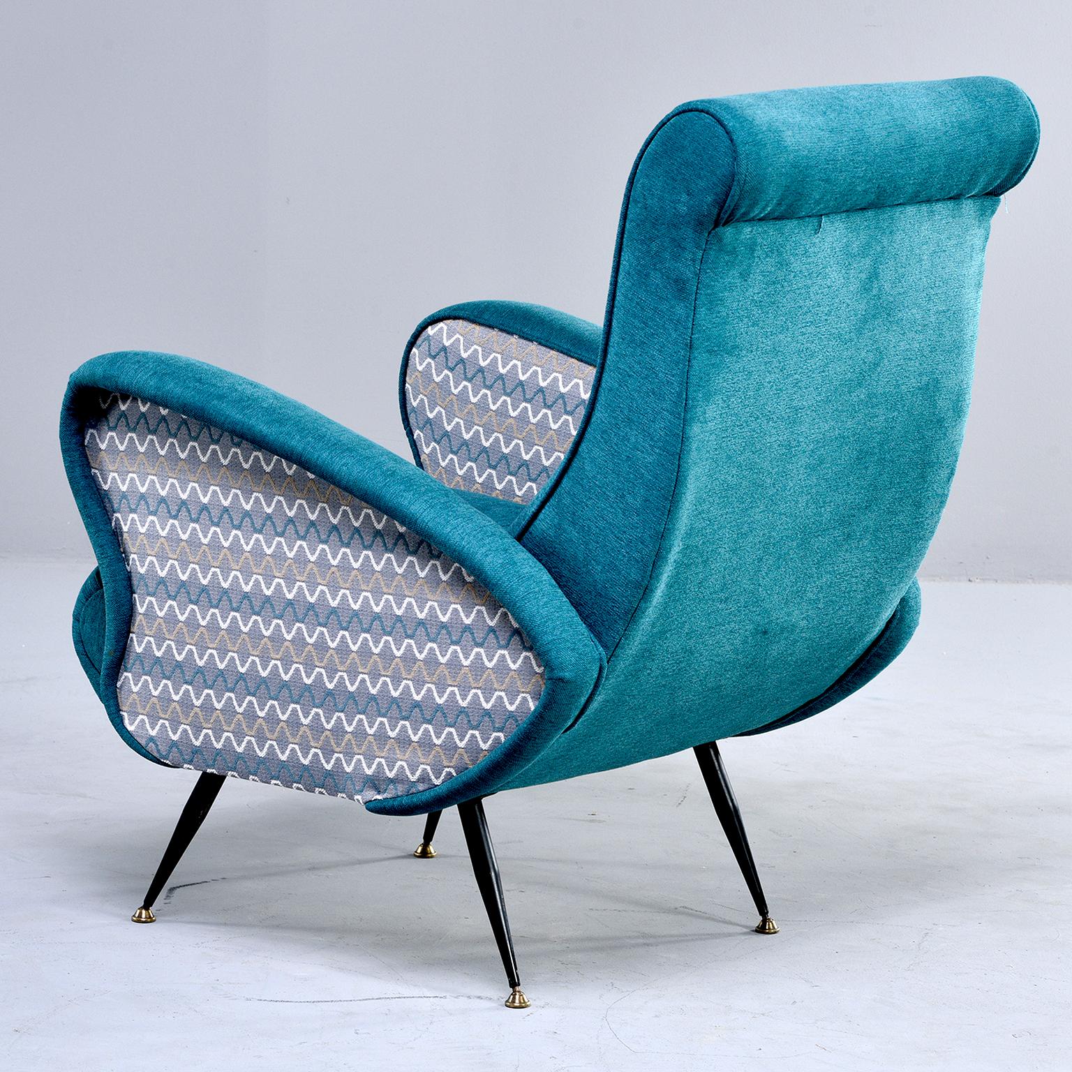 20th Century Italian Mid Century Lounge Chair with Two-Tone Upholstery
