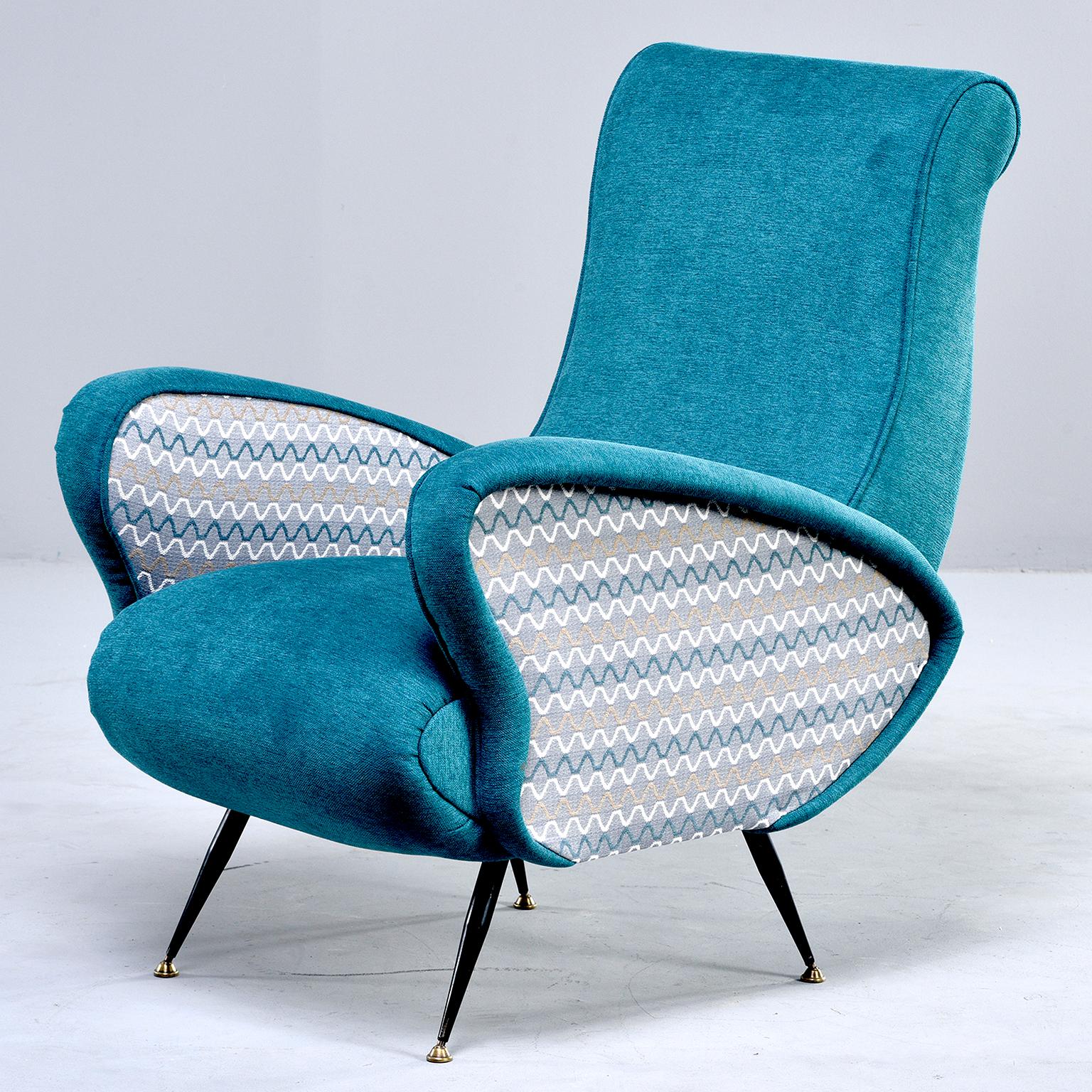 Italian Mid Century Lounge Chair with Two-Tone Upholstery 1