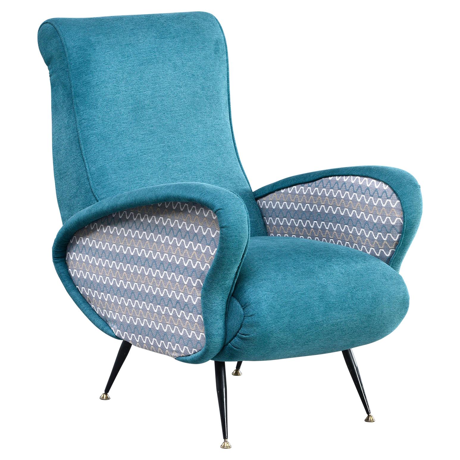 Italian Mid Century Lounge Chair with Two-Tone Upholstery