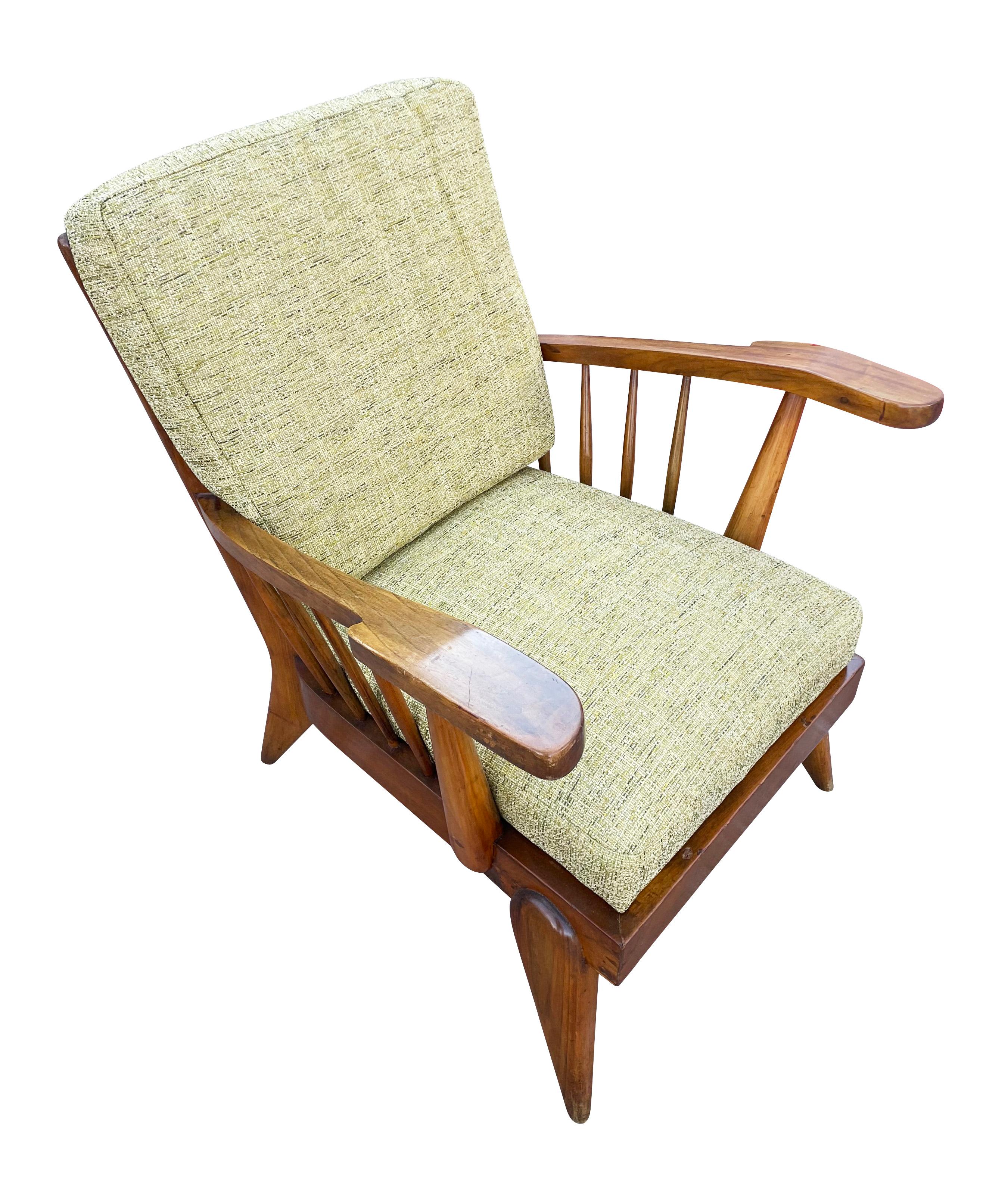 Mid-Century Modern Italian Mid-Century Lounge Chairs with Wood Framing