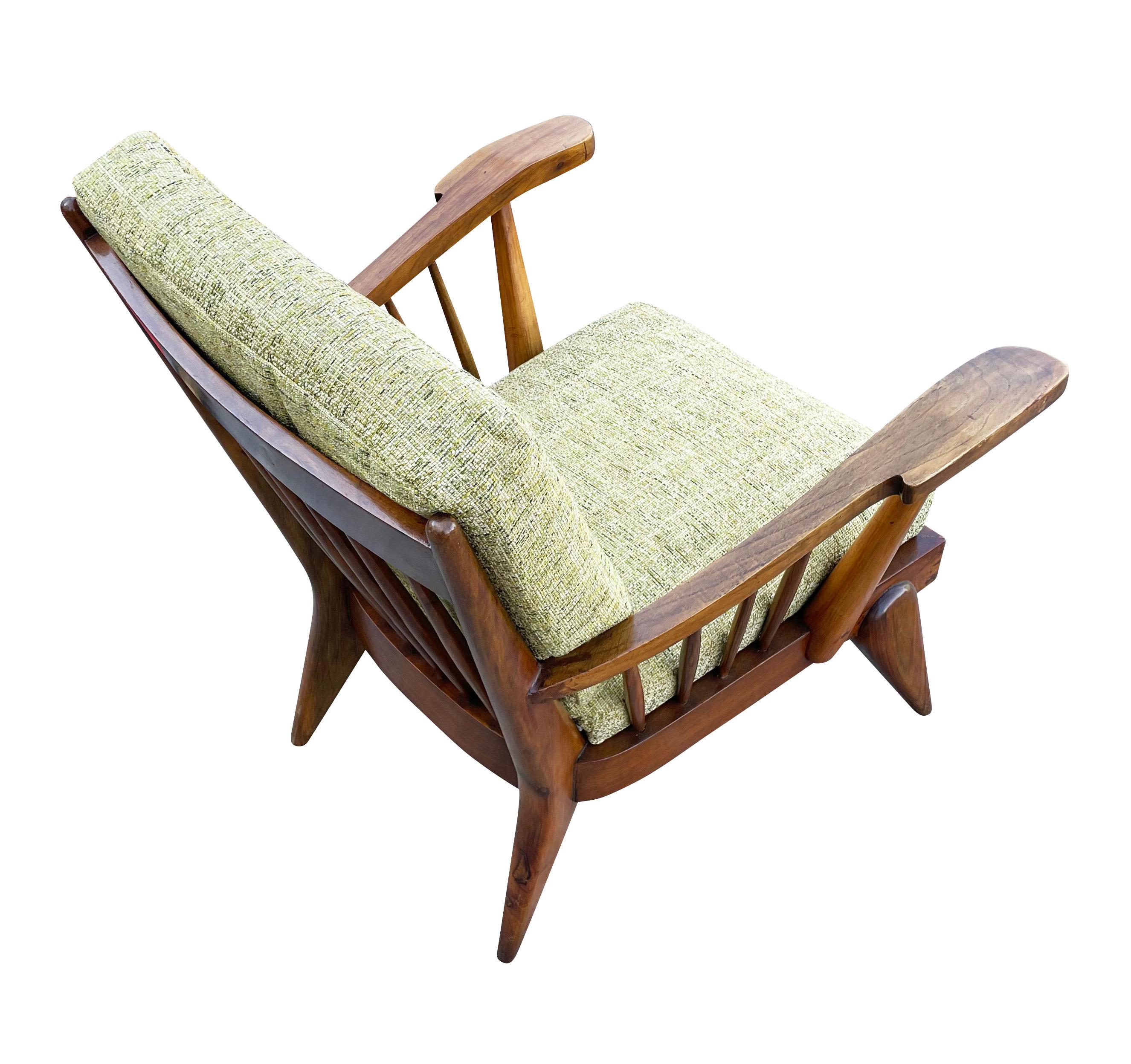 Italian Mid-Century Lounge Chairs with Wood Framing In Good Condition In New York, NY
