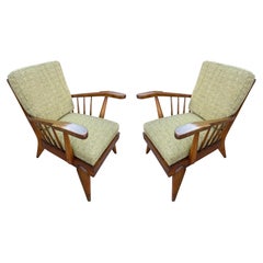 Italian Mid-Century Lounge Chairs with Wood Framing