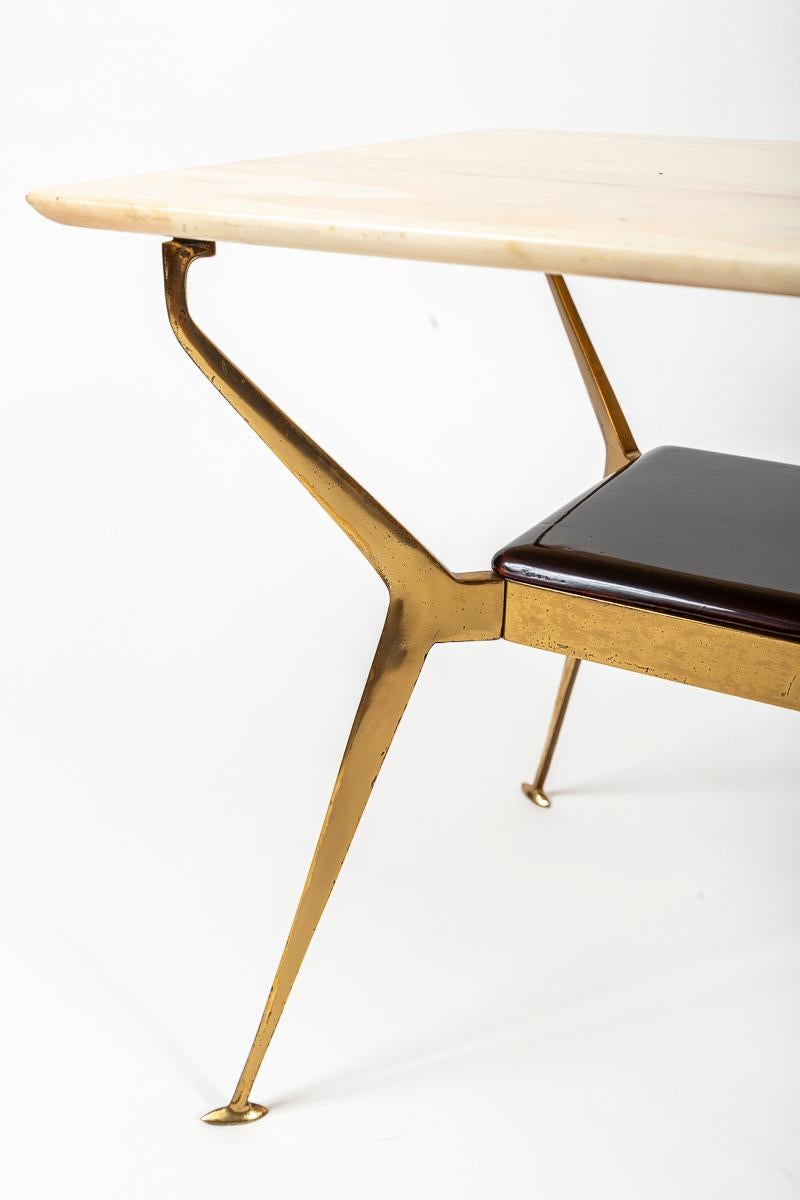 Mesa baja italiana de latón de mediados de siglo de Cesare Lacca en Bueno estado para la venta en Westport, CT