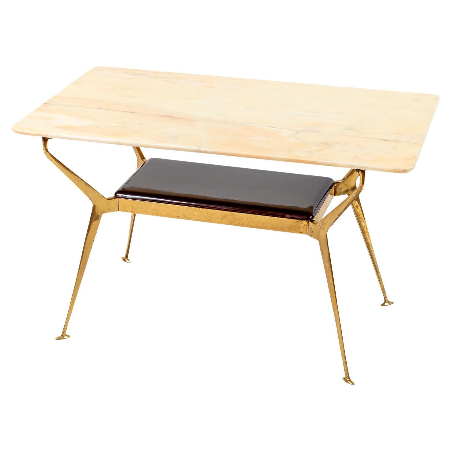 Table basse italienne en laiton du milieu du siècle par Cesare Lacca