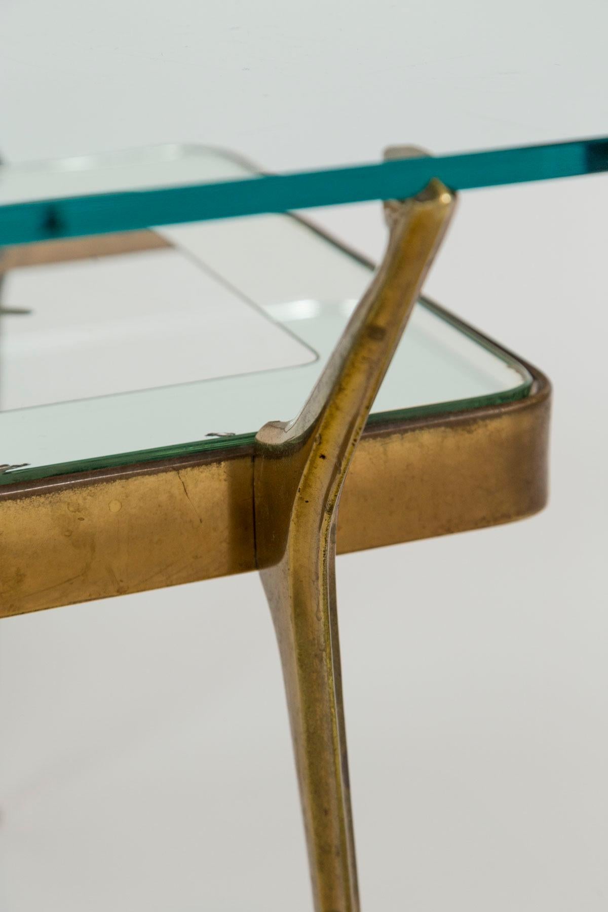 Brass Italian Mid Century Low Table By Lacca