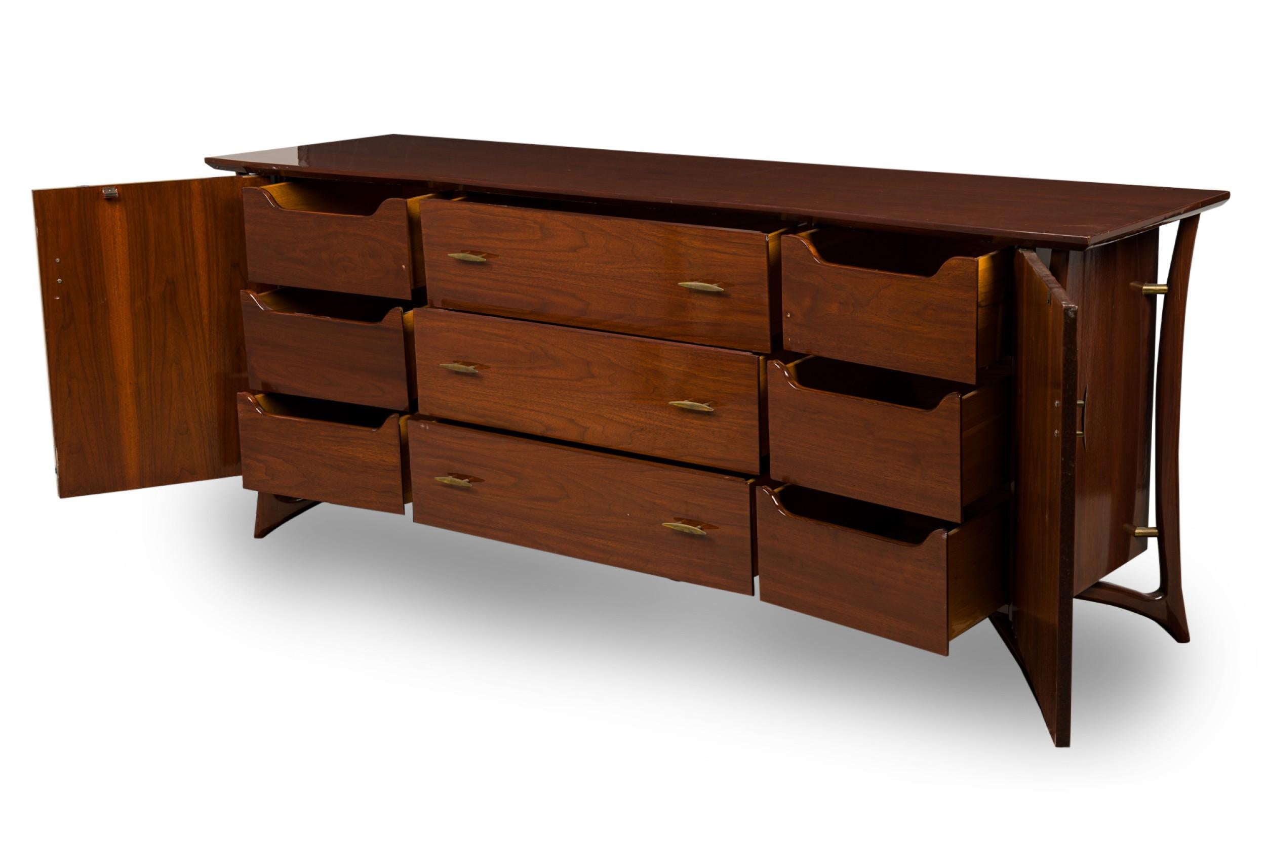20th Century Italian Mid-Century Luciano Frigerio Rosewood and Brass Sideboard For Sale