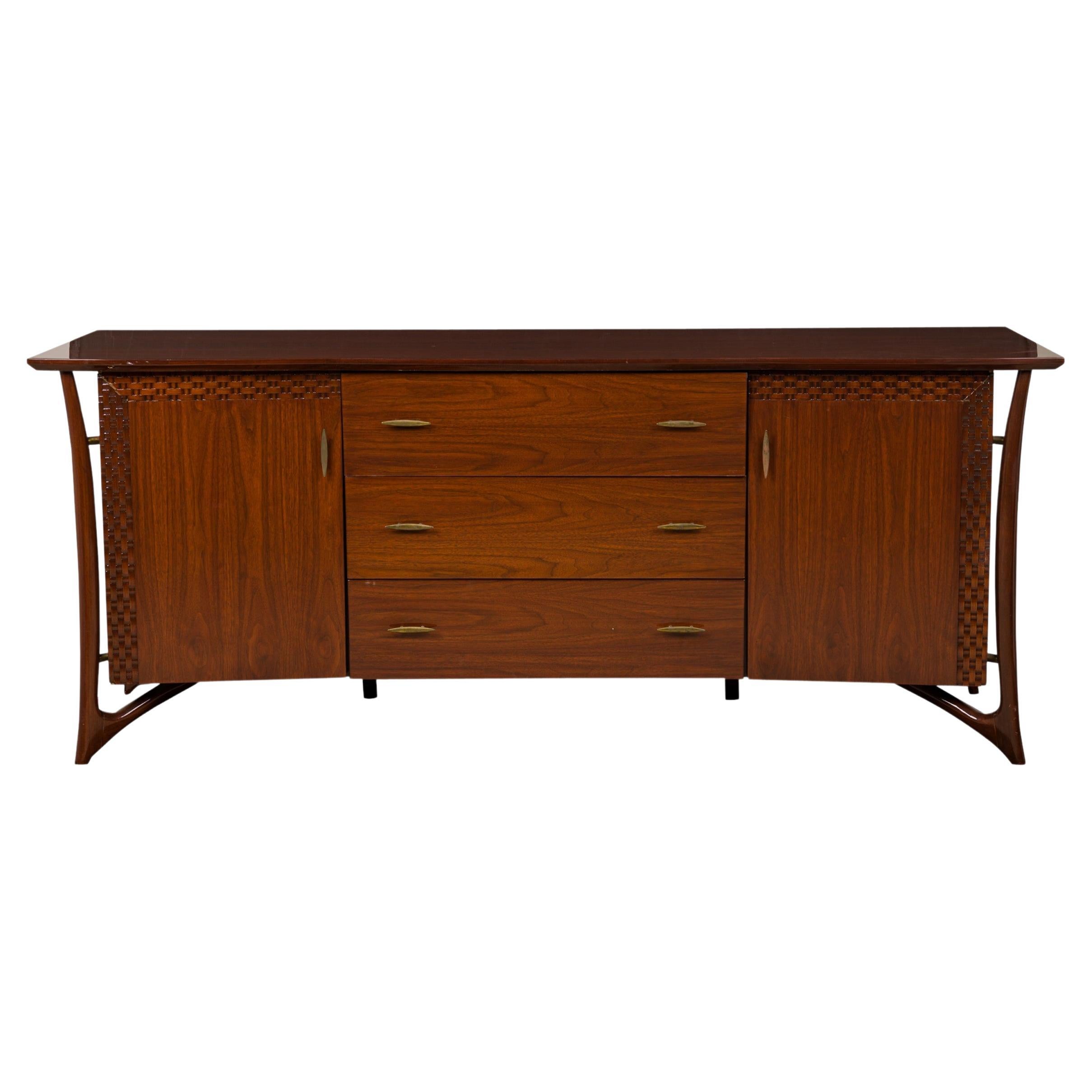 Italian Mid-Century Luciano Frigerio Rosewood and Brass Sideboard