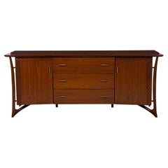 Vintage Italian Mid-Century Luciano Frigerio Rosewood and Brass Sideboard