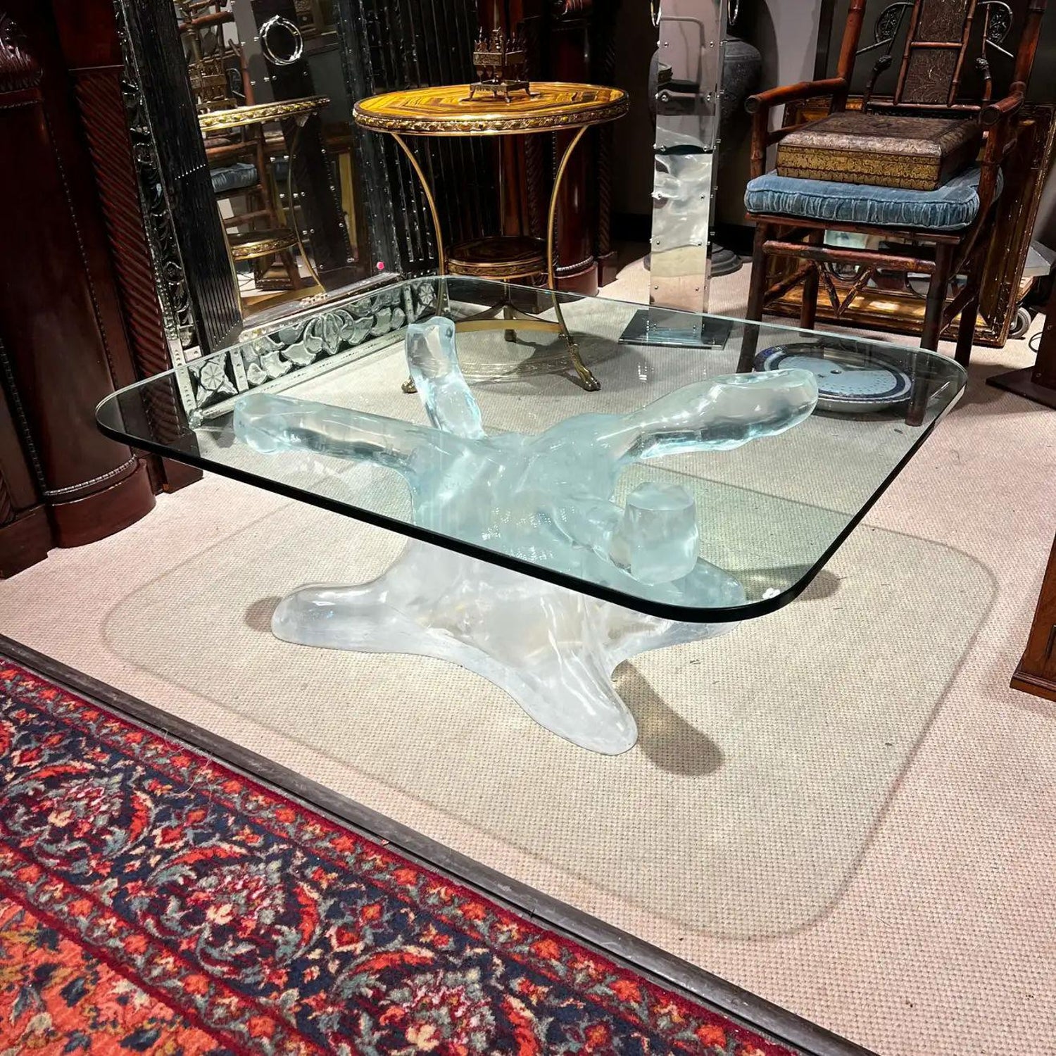 Italian Mid-Century Lucite and Glass Coffee Table by Alberto Rocchi For  Sale at 1stDibs