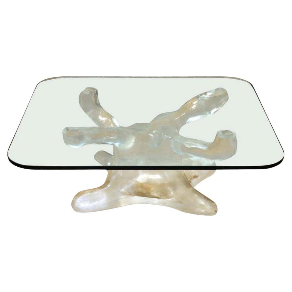 Italian Mid-Century Lucite and Glass Coffee Table by Alberto Rocchi For Sale