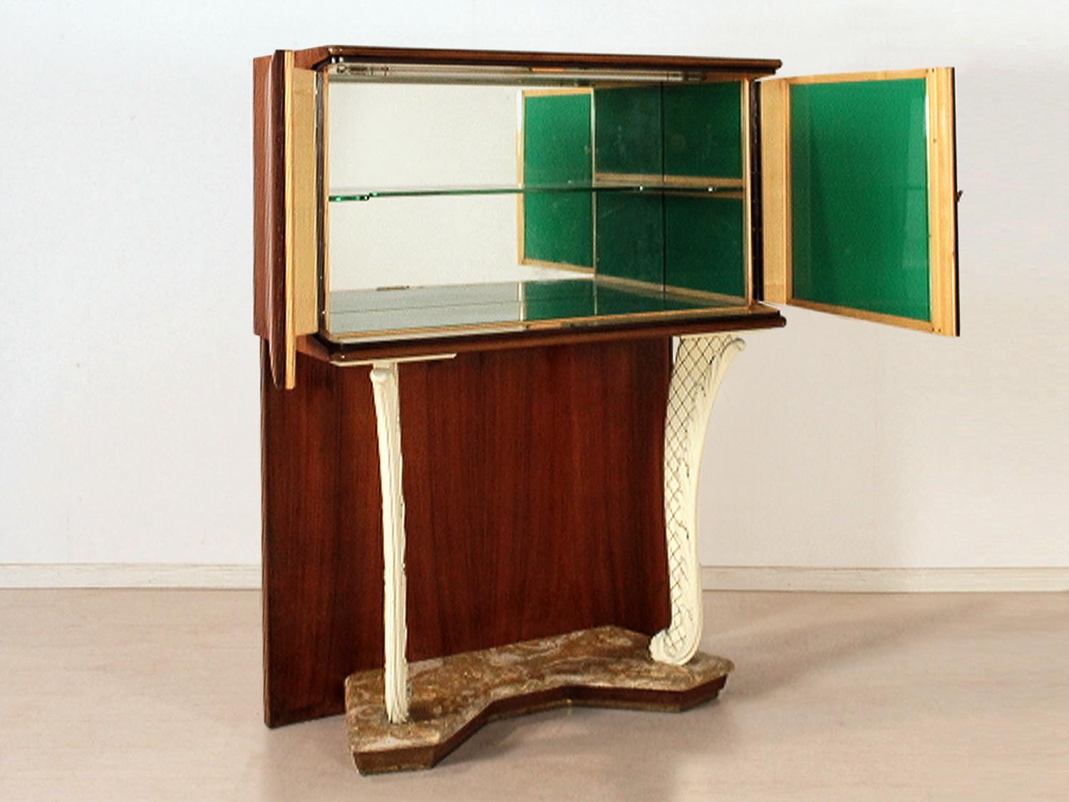 Mid-Century Modern Italian Mid-Century Mahogany Bar Cabinet Vittorio Dassi Style, 1950s For Sale