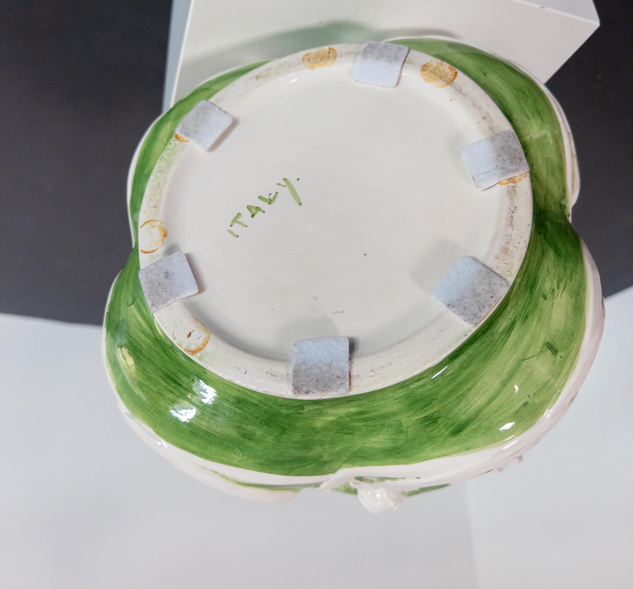 Italian Mid-Century Majolica Cachepot with Iris Relief, c. 1950s–70s For Sale 8