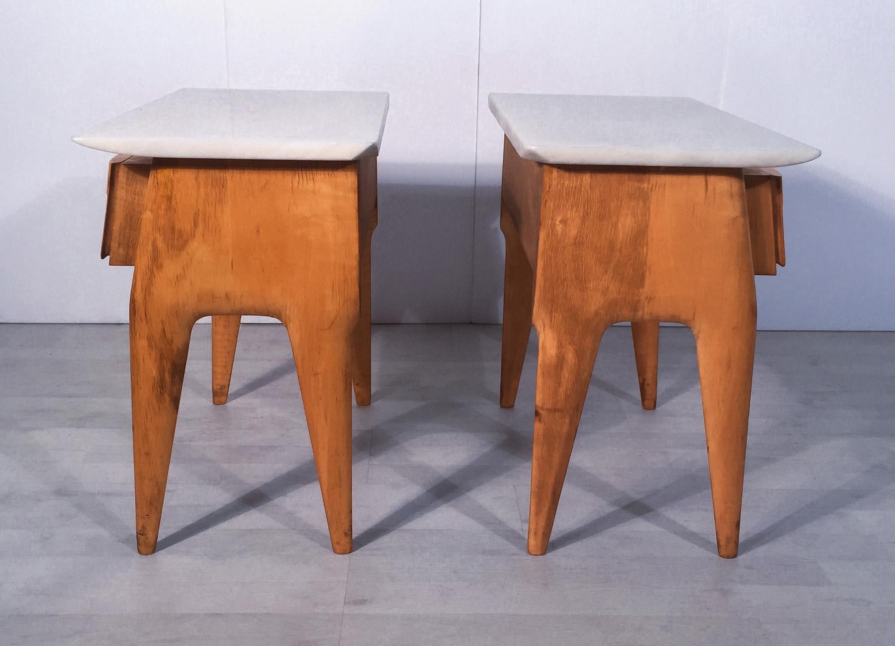 Italian Mid-Century Maple Bedside Tables or Nightstand by Cantù, 1950s, Set of 2 4