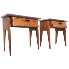 Italian Mid-Century Maple Bedside Tables or Nightstand by Cantù, 1950s, Set of 2