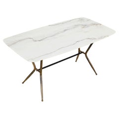 Italian Mid-Century Marble and Brass Coffee Table, Ico Parisi Style