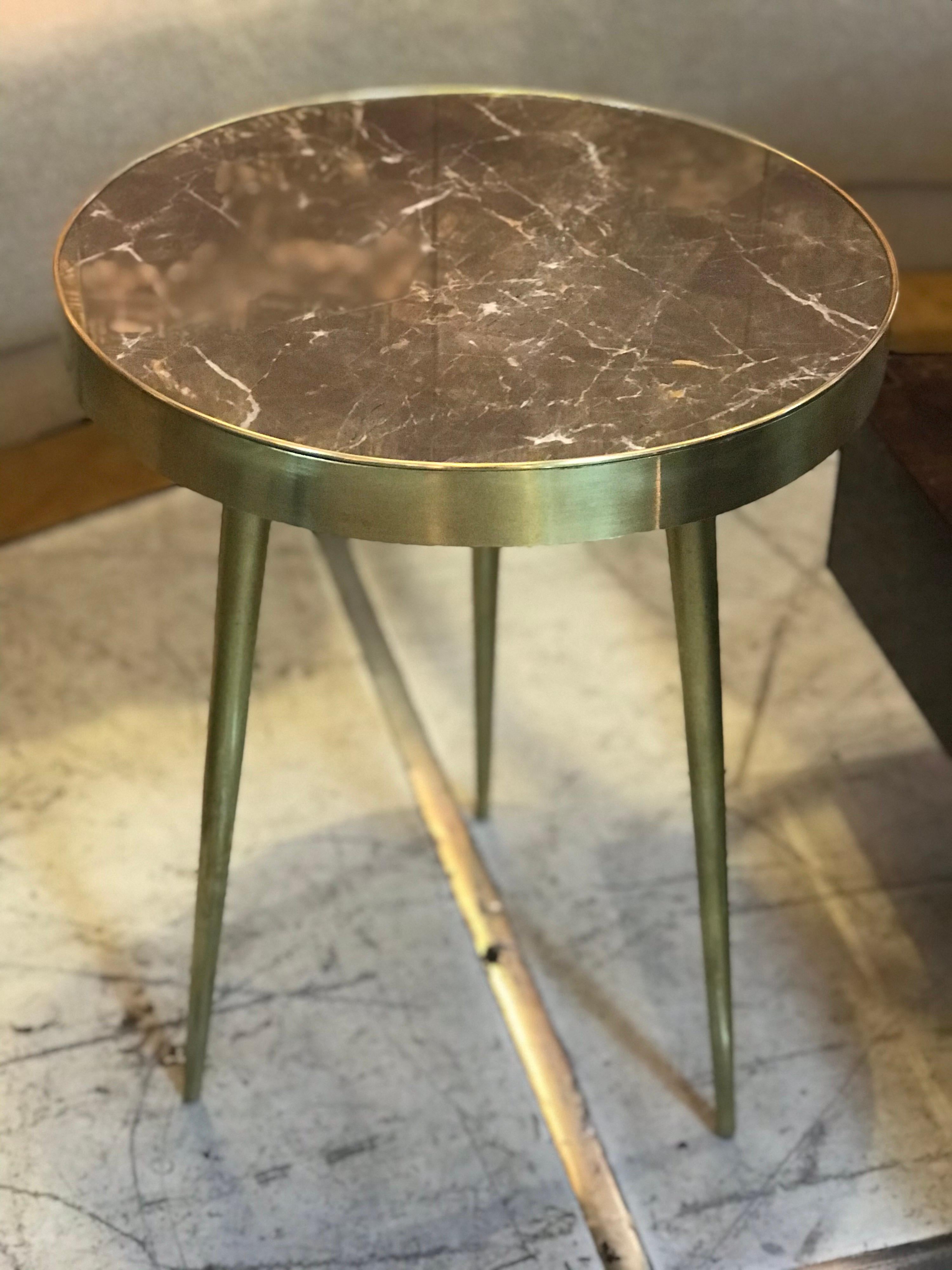 Italian Midcentury Marble and Brass Side Tables For Sale 5