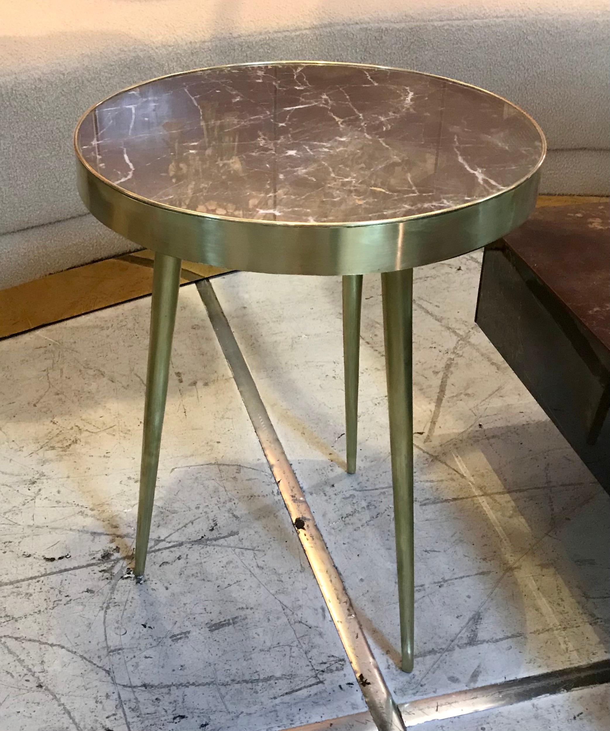 Mid-Century Modern Italian Midcentury Marble and Brass Side Tables For Sale