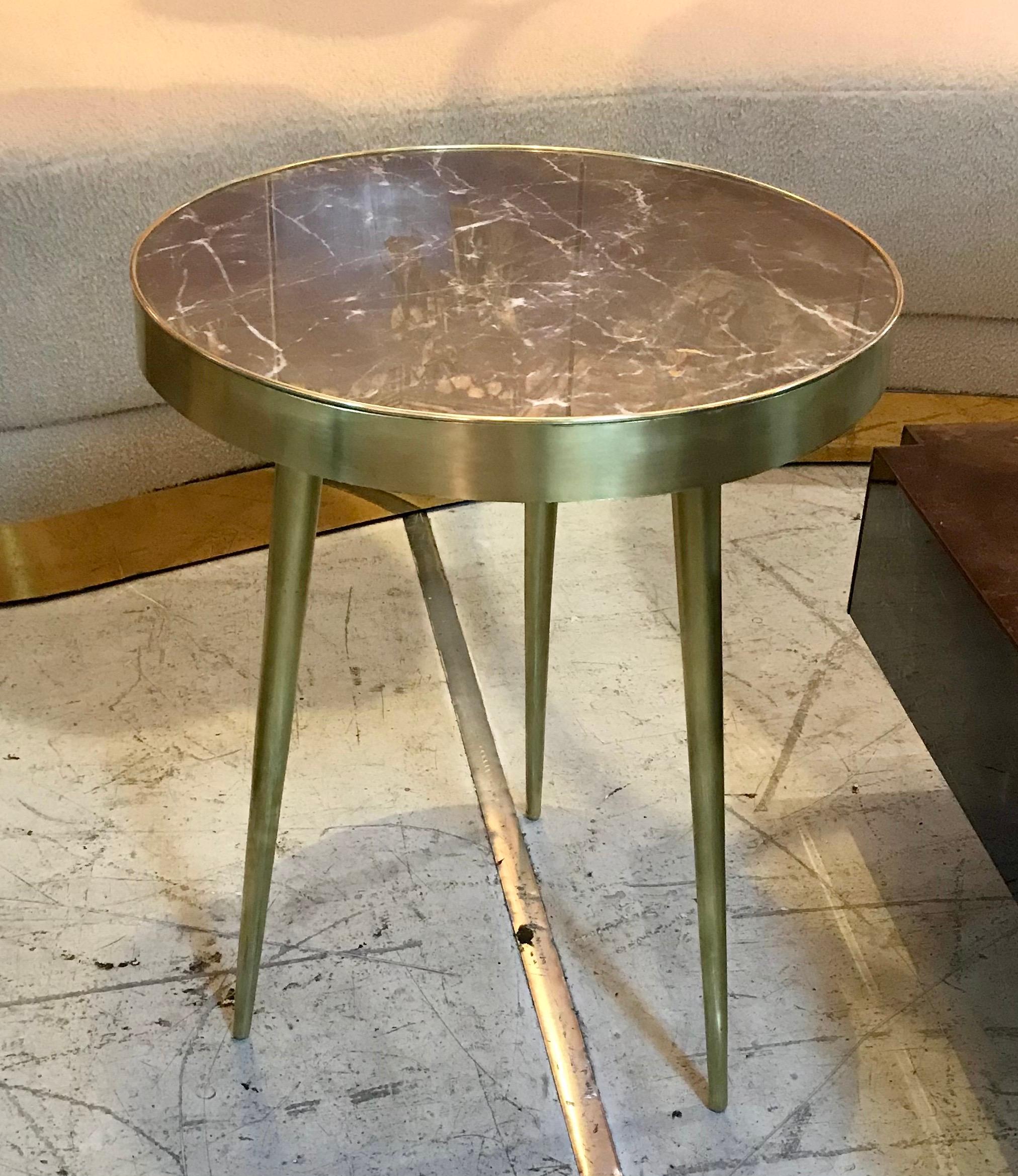 20th Century Italian Midcentury Marble and Brass Side Tables For Sale