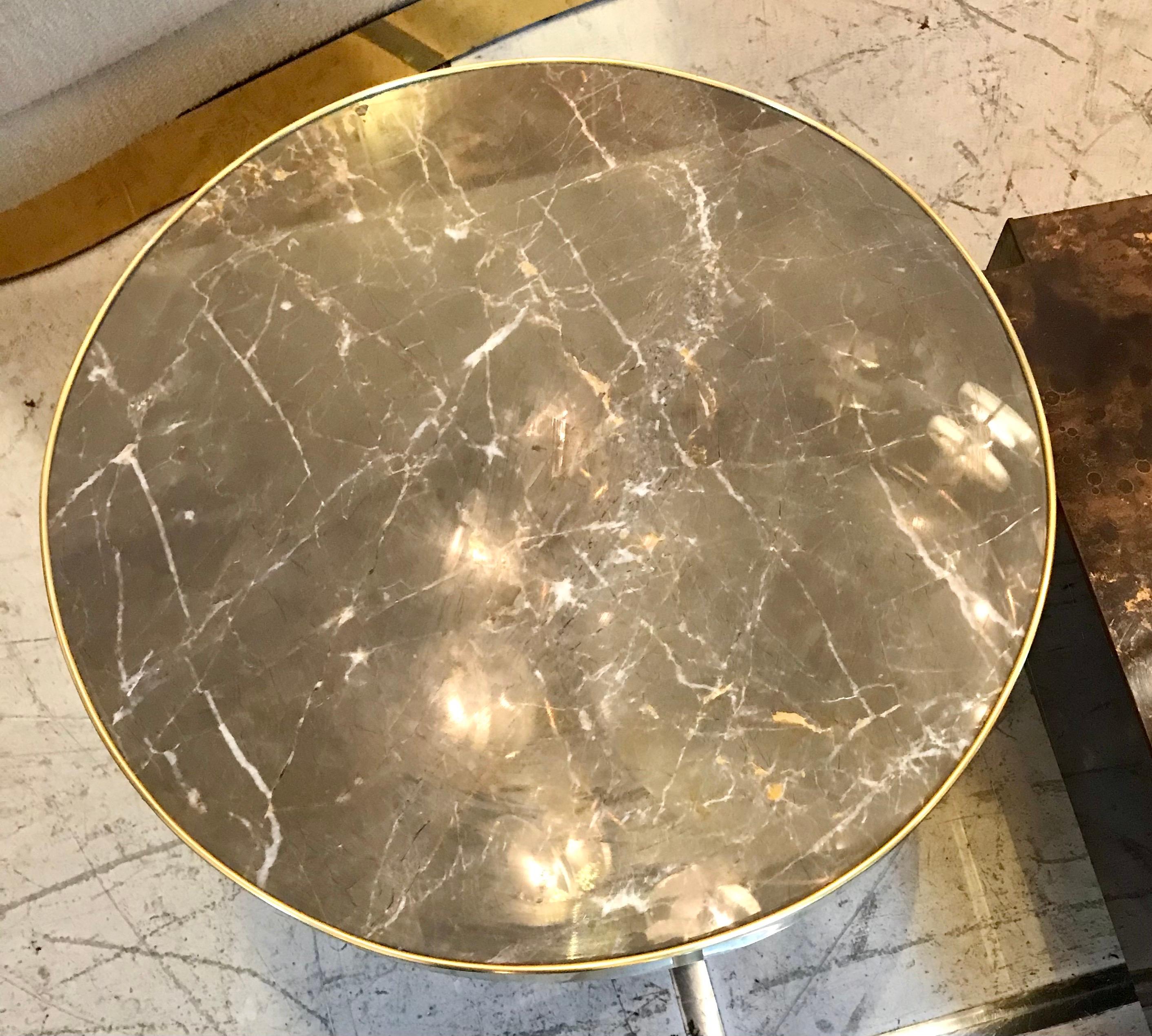 Italian Midcentury Marble and Brass Side Tables For Sale 1