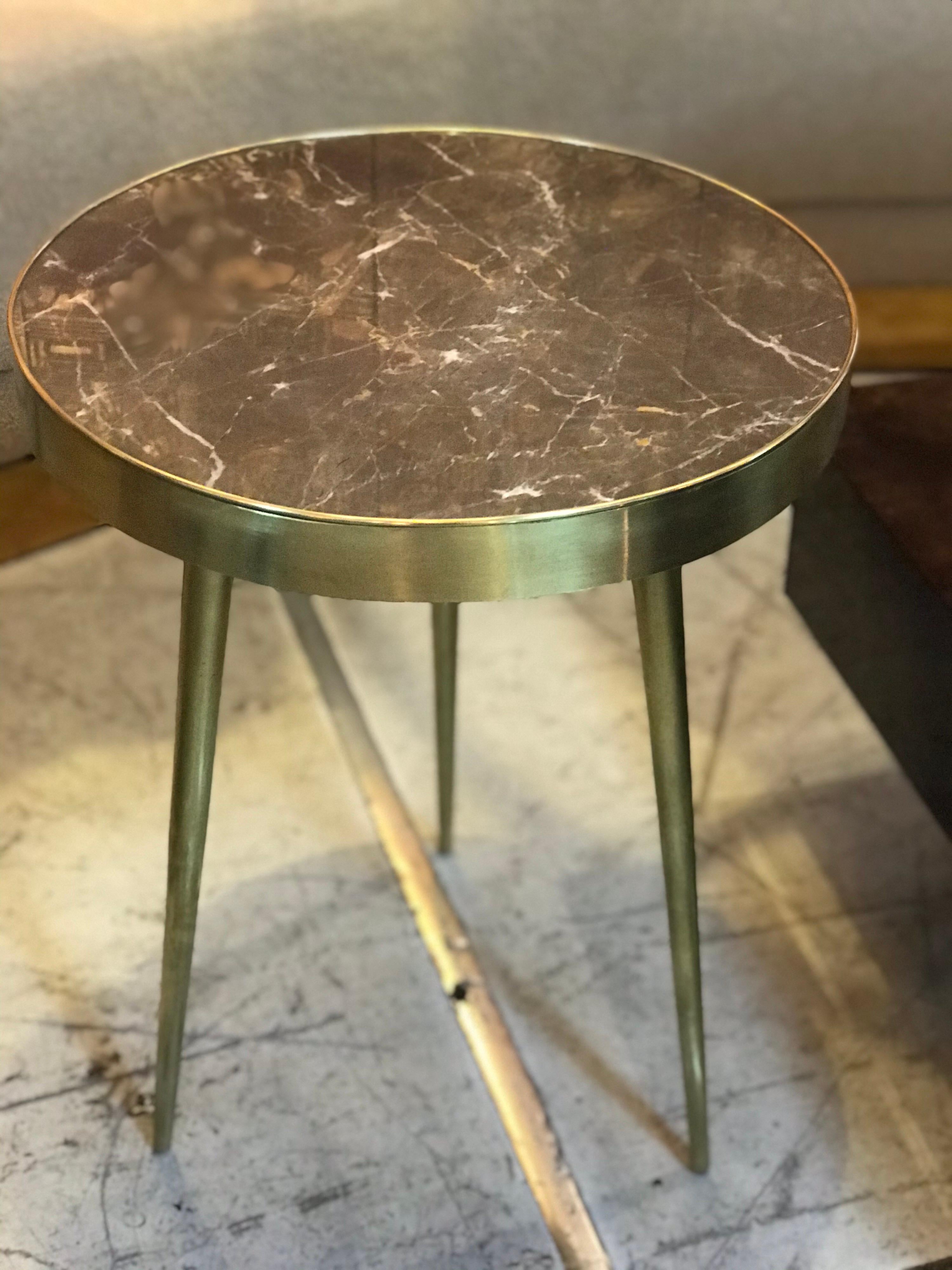 Italian Midcentury Marble and Brass Side Tables For Sale 2