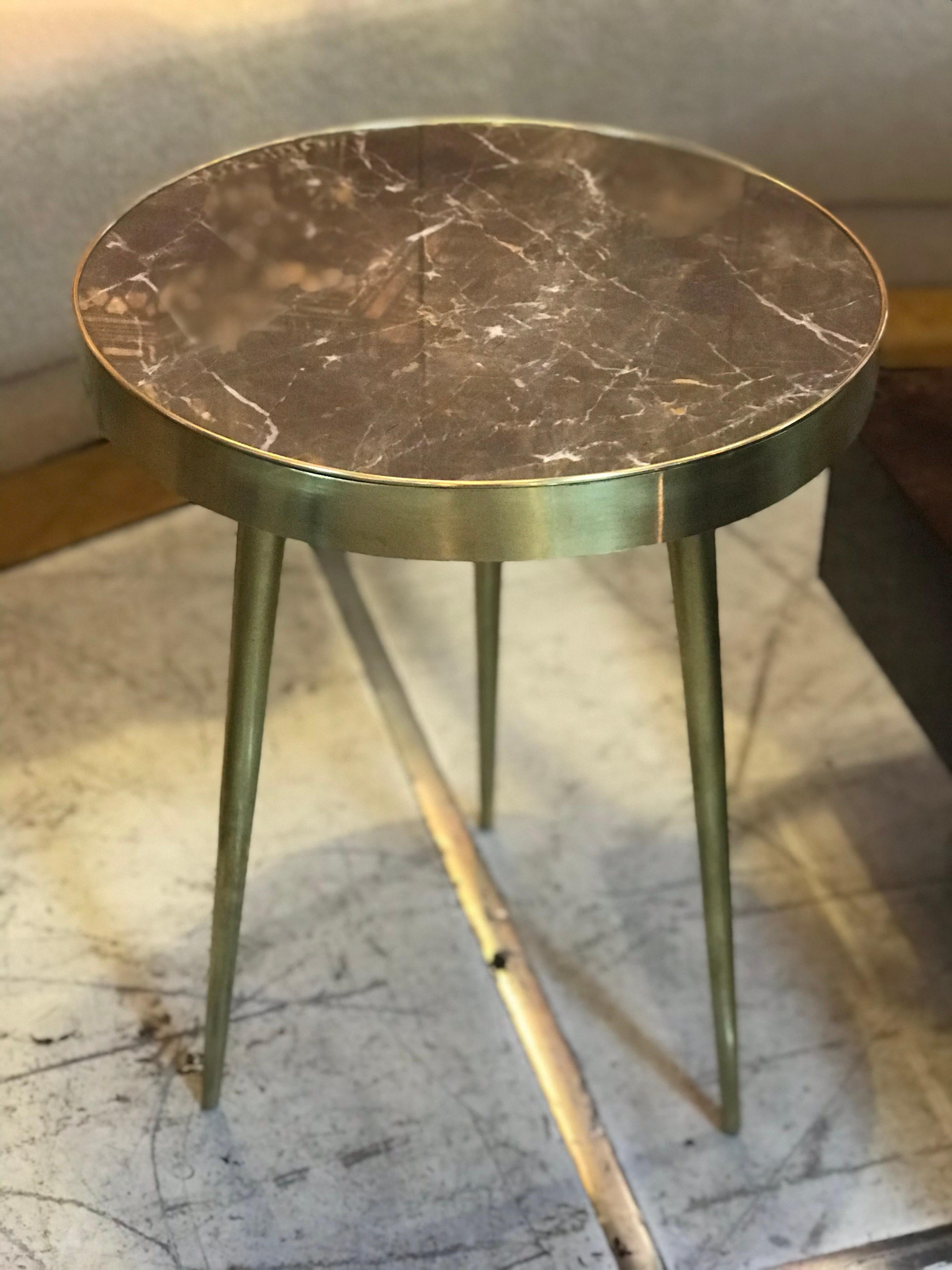 Italian Midcentury Marble and Brass Side Tables For Sale 3