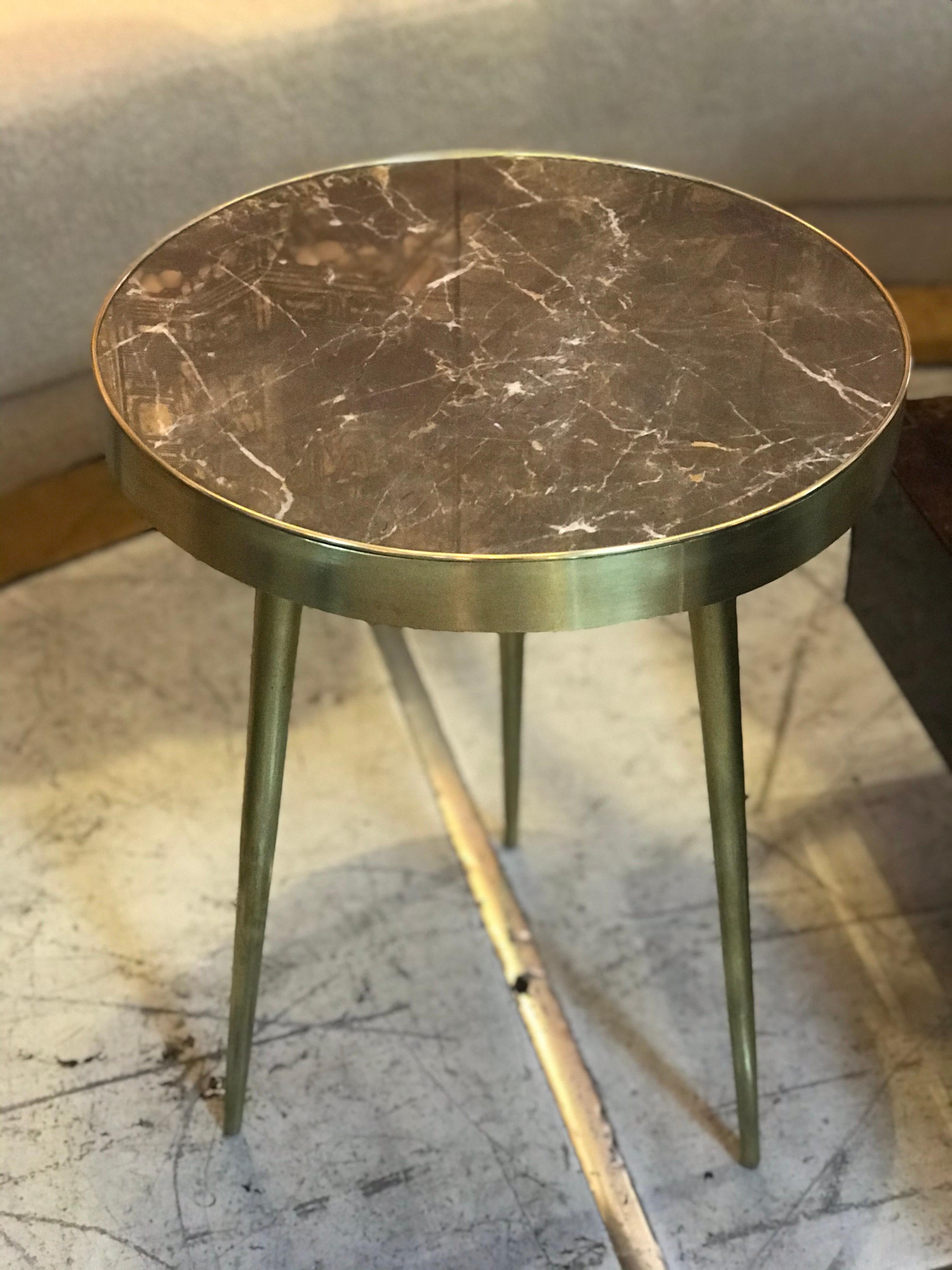 Italian Midcentury Marble and Brass Side Tables For Sale 4