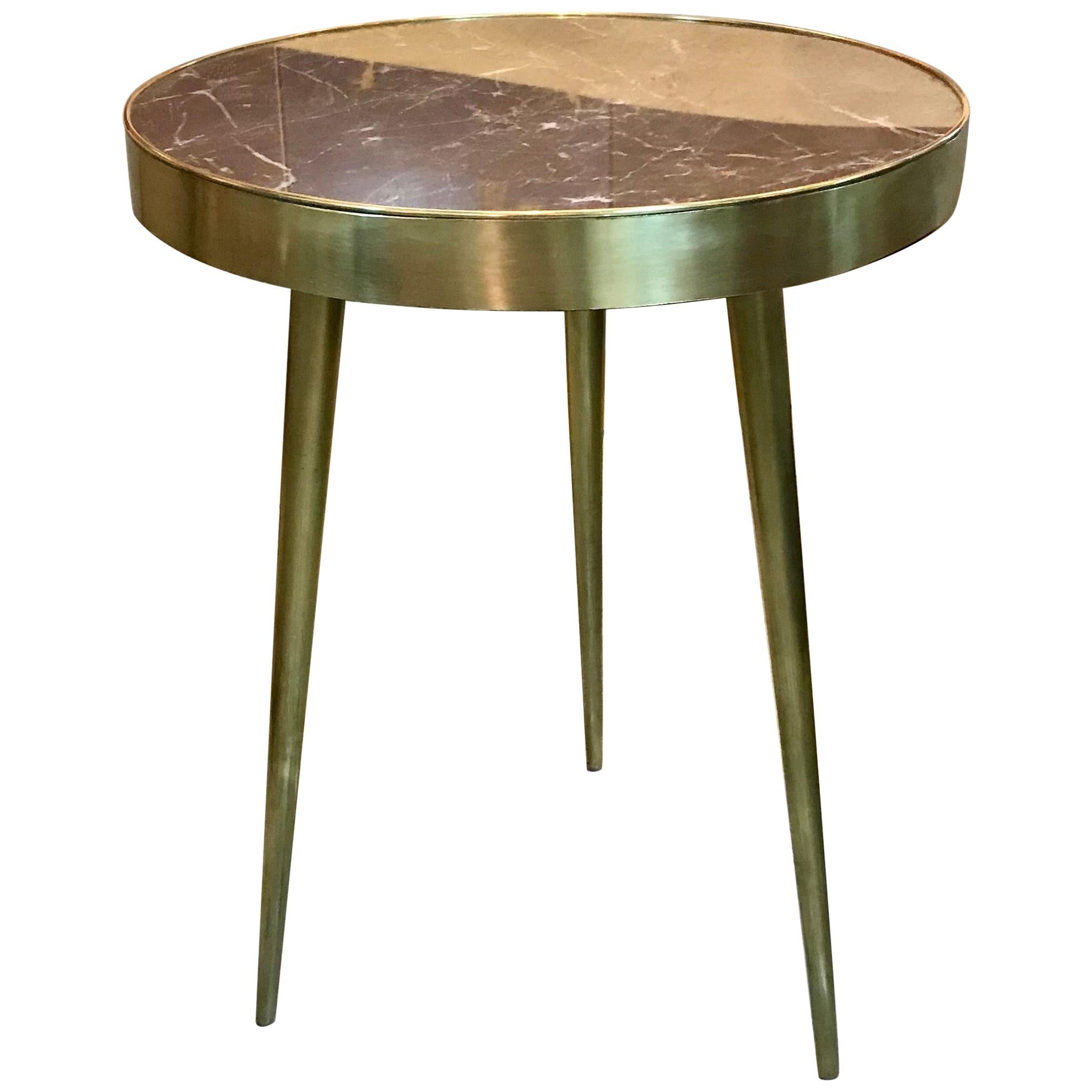 Italian Midcentury Marble and Brass Side Tables