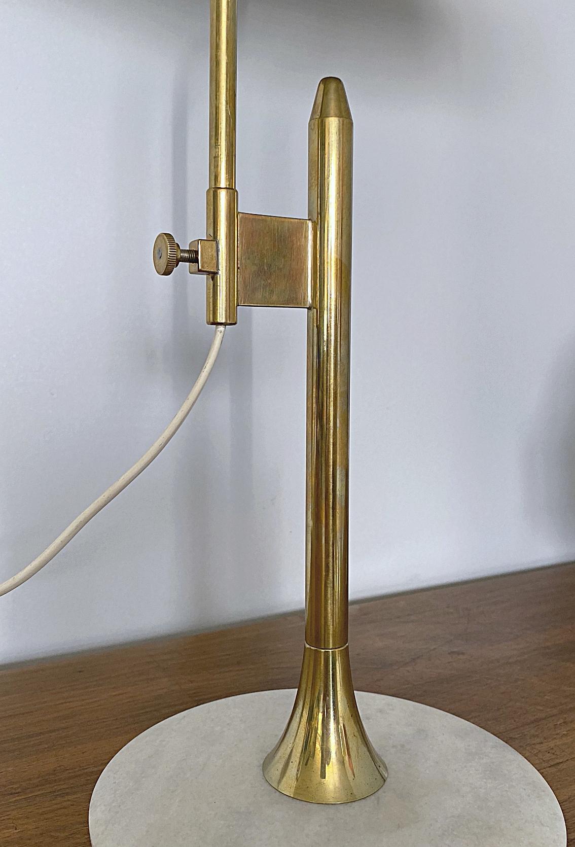Italian Midcentury Marble Based Brass Designer Table Lamp, 1950s, Italy 7