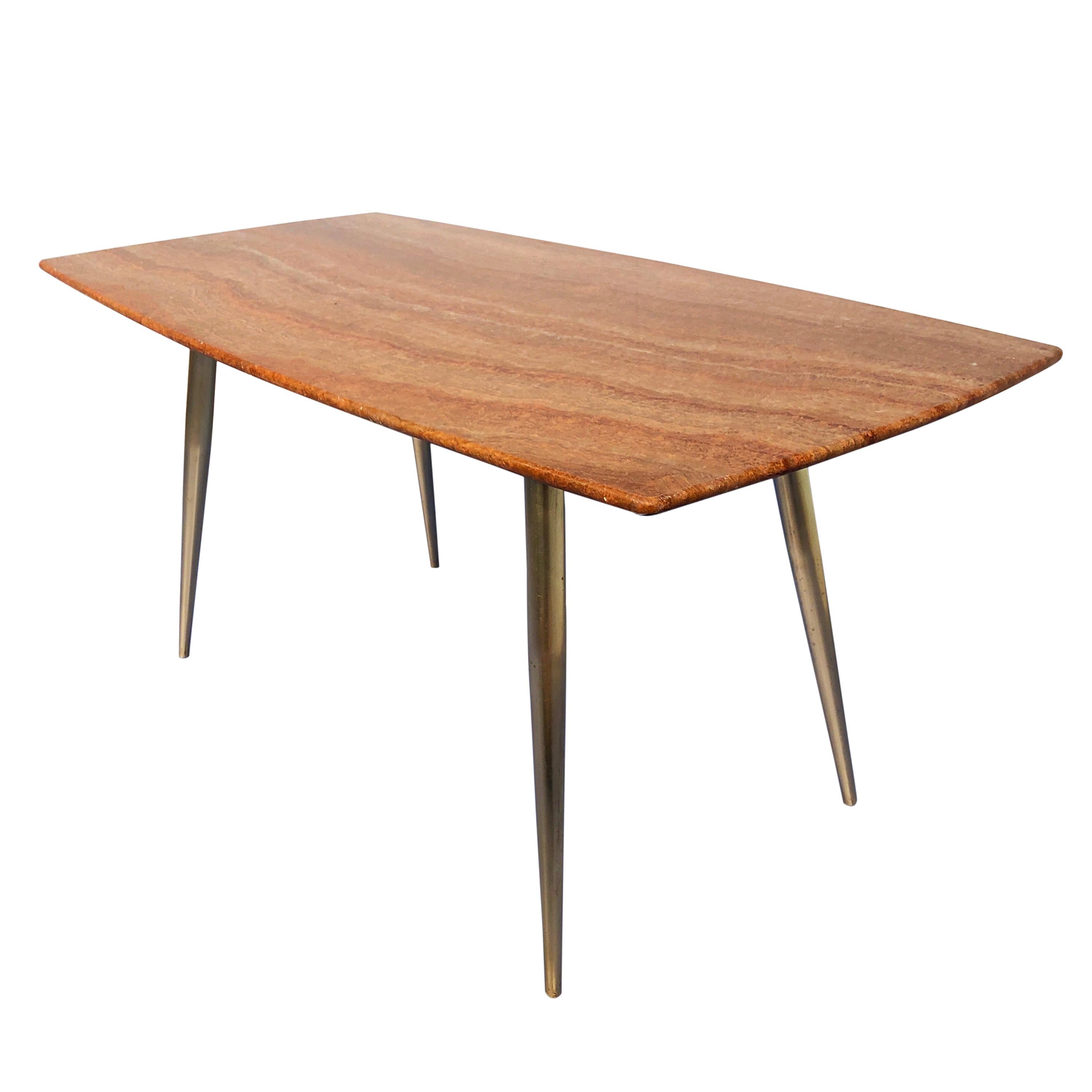 Italian Midcentury Orange Marble Coffee Table, 1950 For Sale