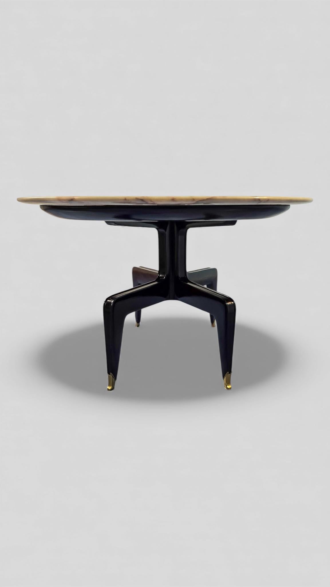 Brass Italian Mid-Century Marble Dining Table attributed to Melchiorre Bega For Sale