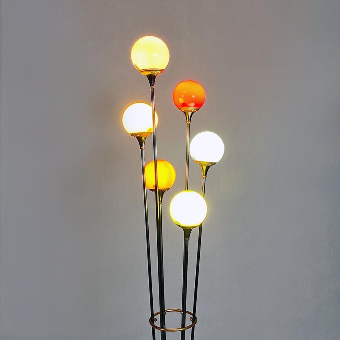 Italian Mid Century Marble Metal and Glass Alberello Lamp by Stilnovo, 1950s For Sale 10