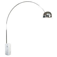 Italian Mid-Century Marble N Steel Arco Floor Lamp by Castiglioni for Flos, 1962