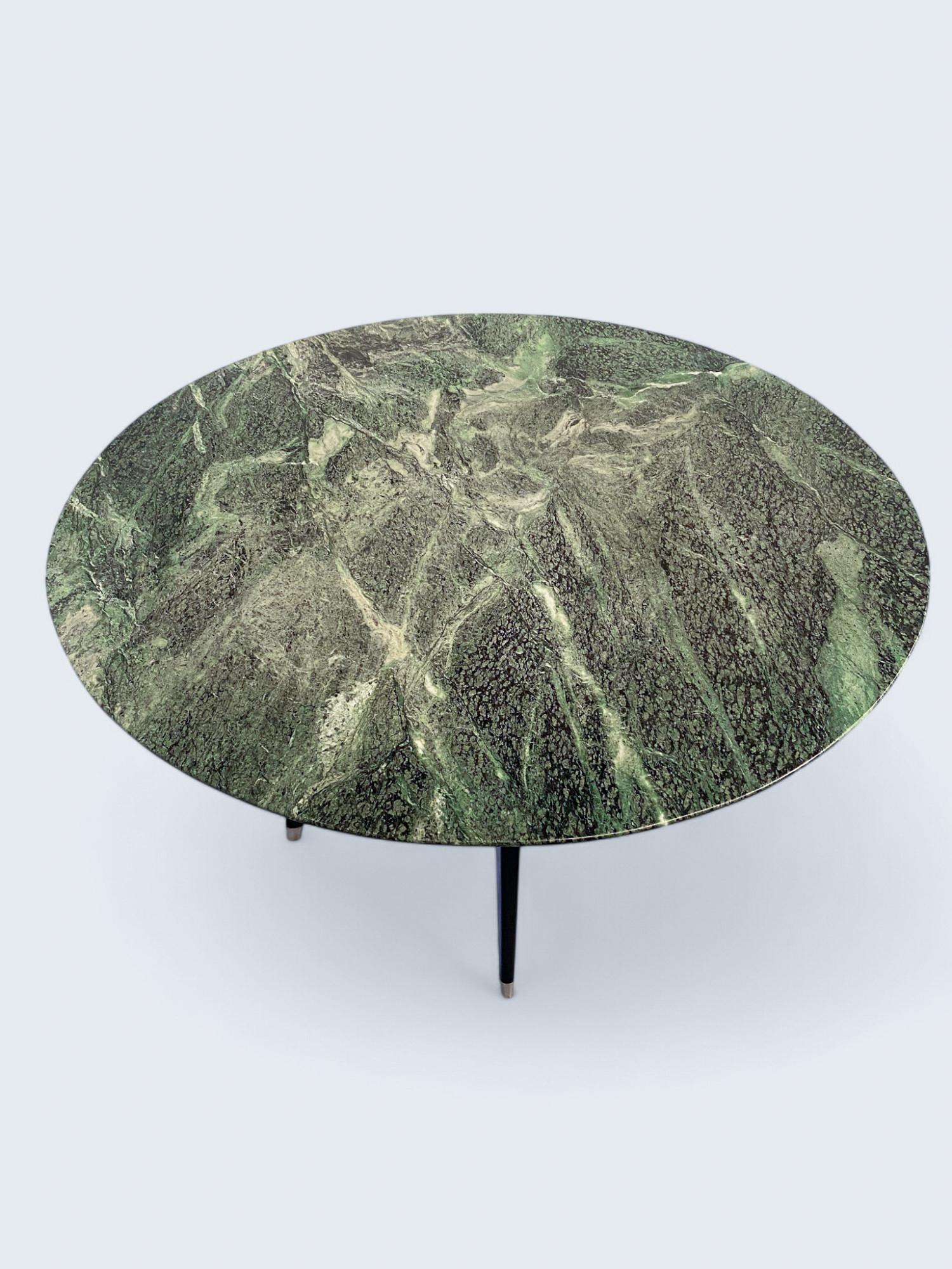 Brass Italian Mid-Century  Marble Round Support or Center Table, by  Dassi 1950s For Sale