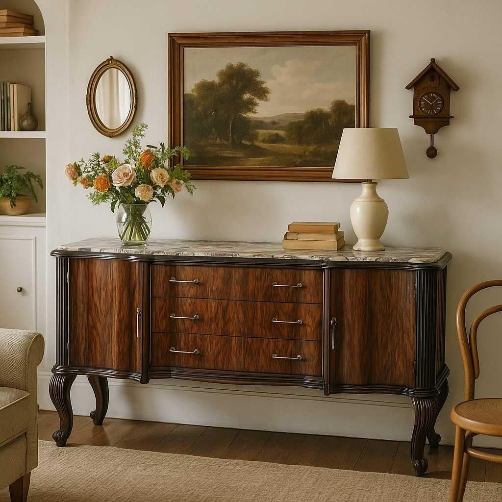 Italian Mid-Century Marble-Top Sideboard by Mobilificio Scorza Ovada, 1950s For Sale 7