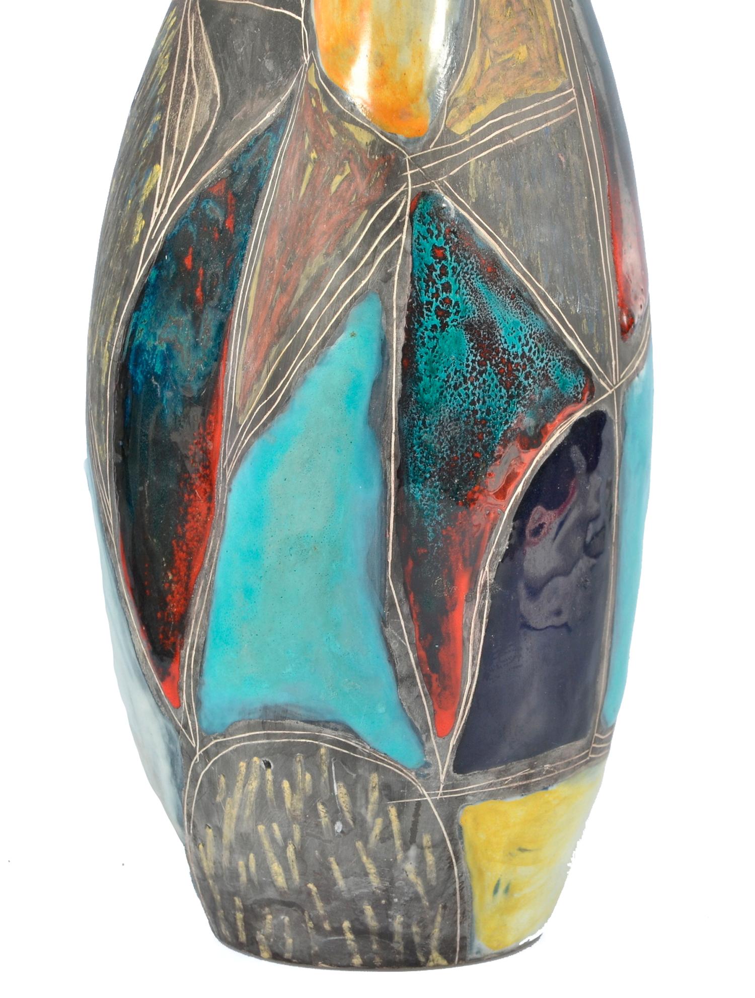 Italian mid-century Marcello Fantoni Studio vase. Made and signed with his typical signature 