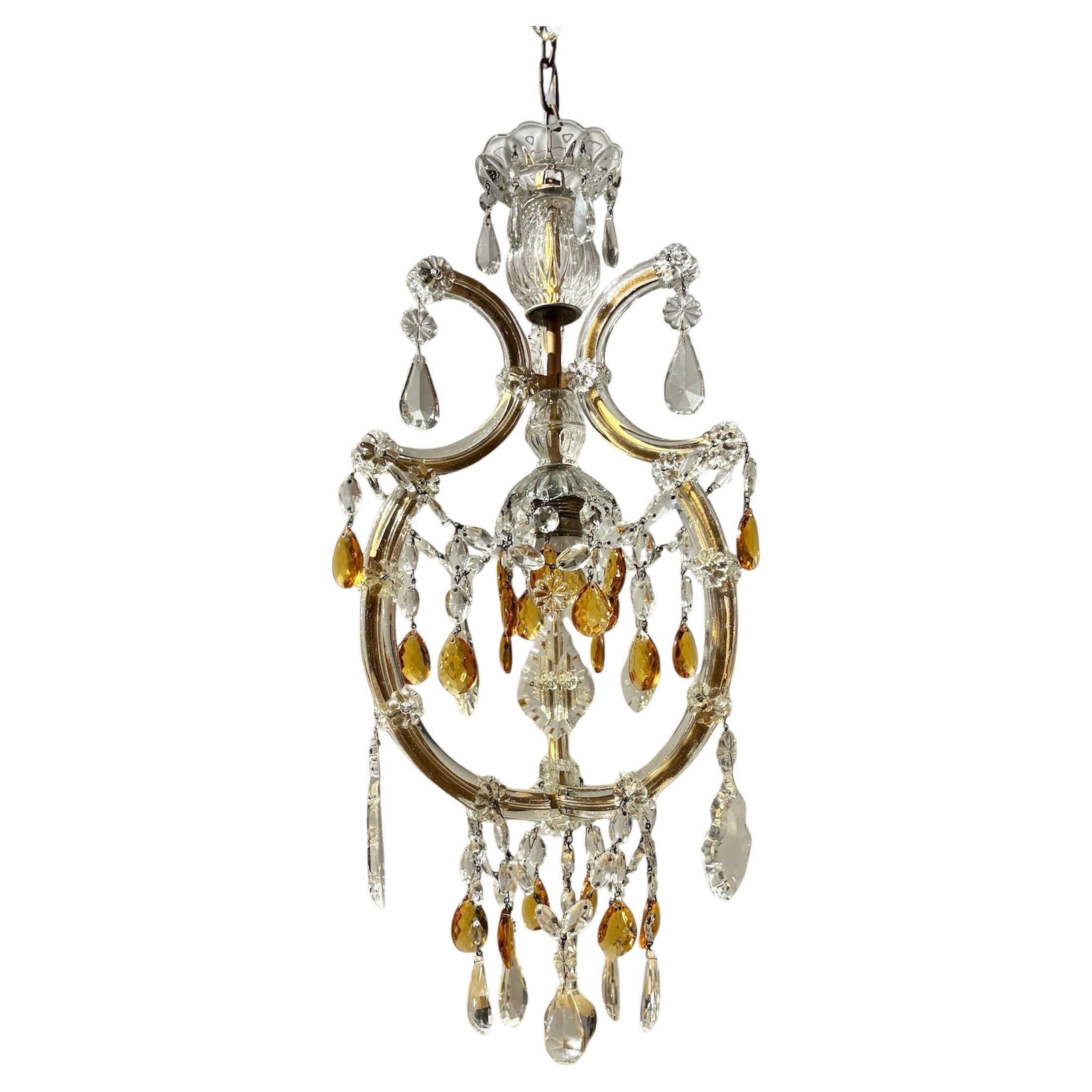 Lampadario italiano di metà secolo "Maria Teresa" con cristallo di Boemia