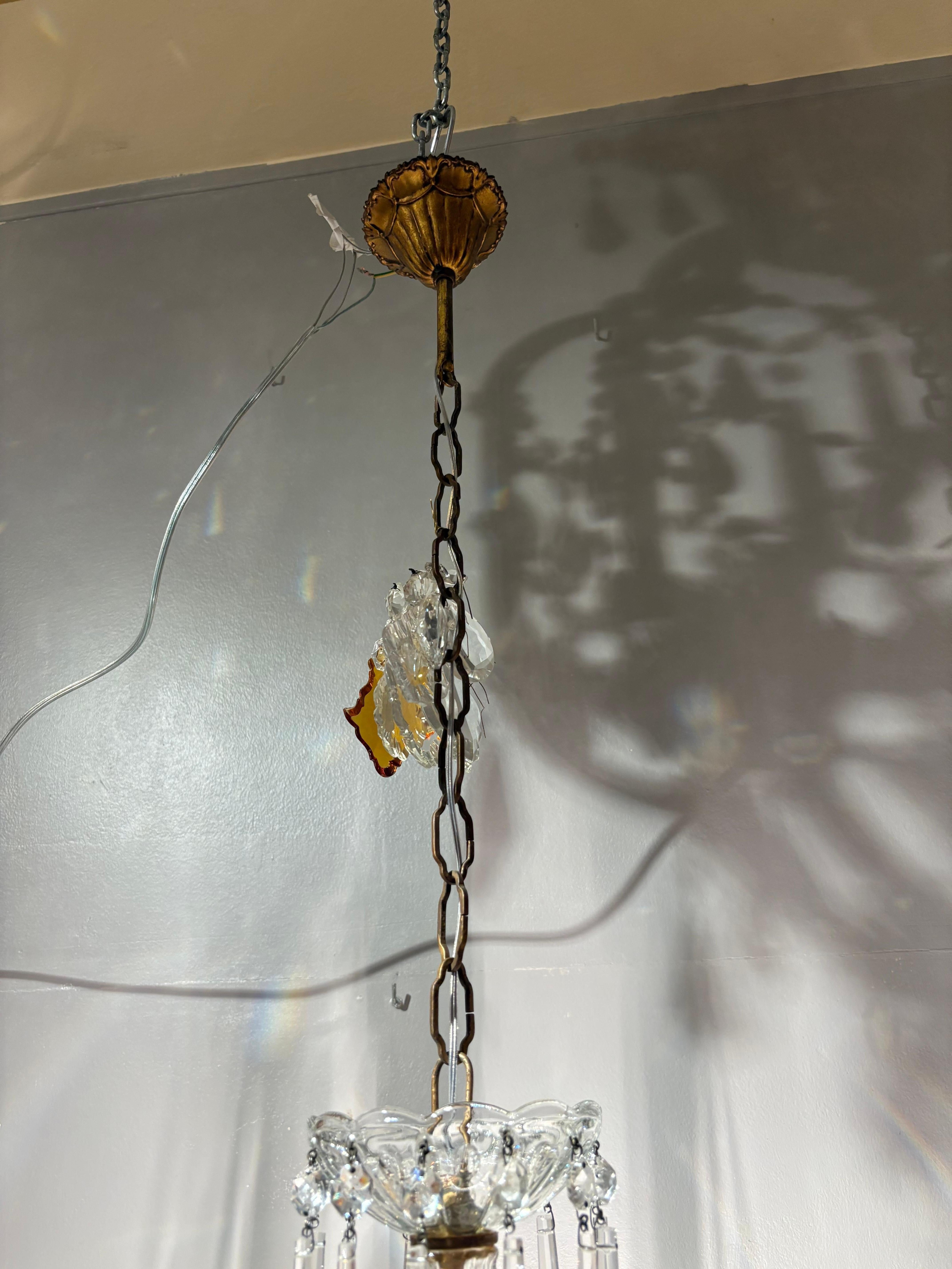 XX secolo Lampadario italiano di metà secolo in cristallo Maria Teresa in vendita