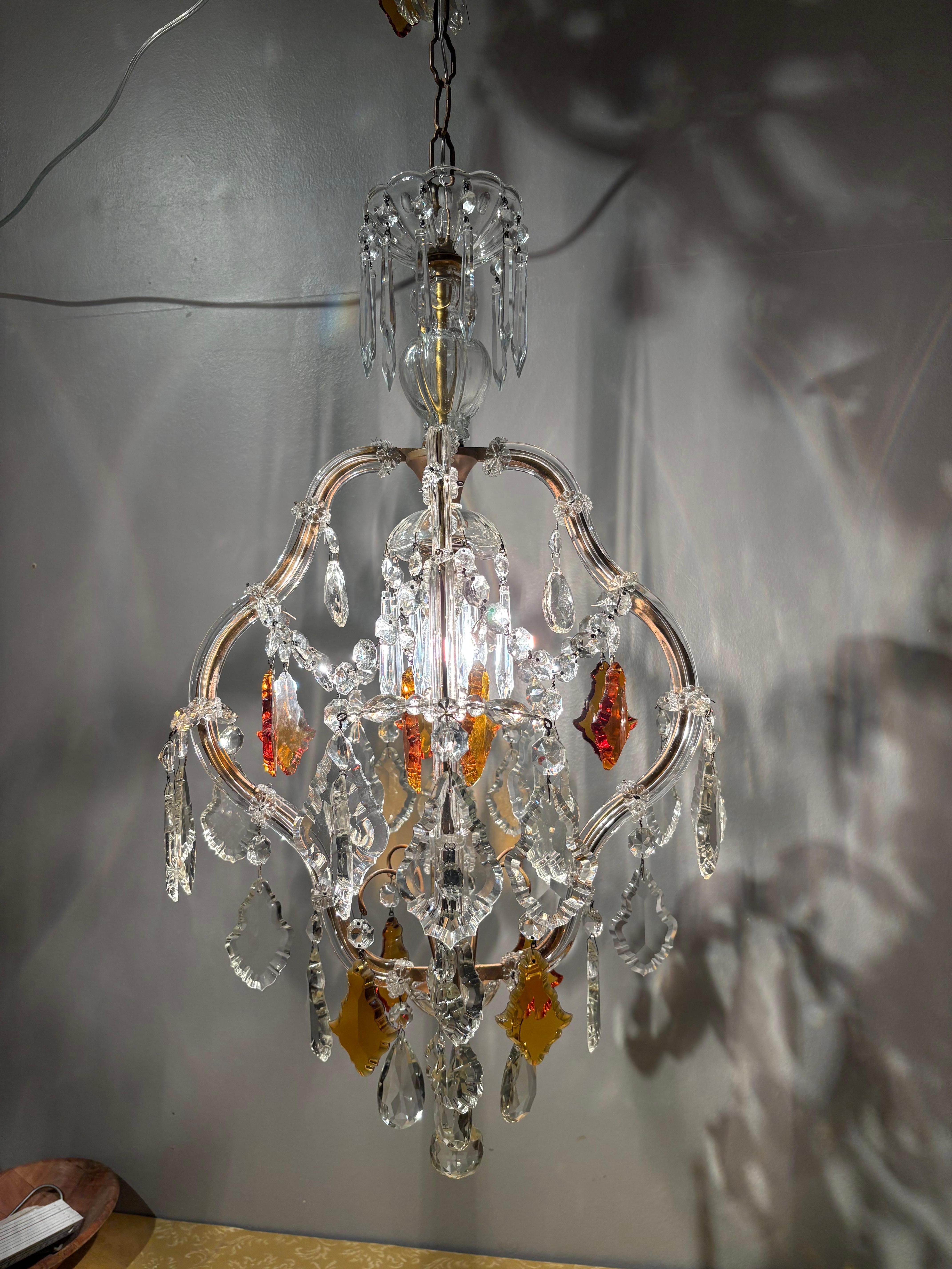 Lampadario italiano di metà secolo in cristallo Maria Teresa in vendita 1