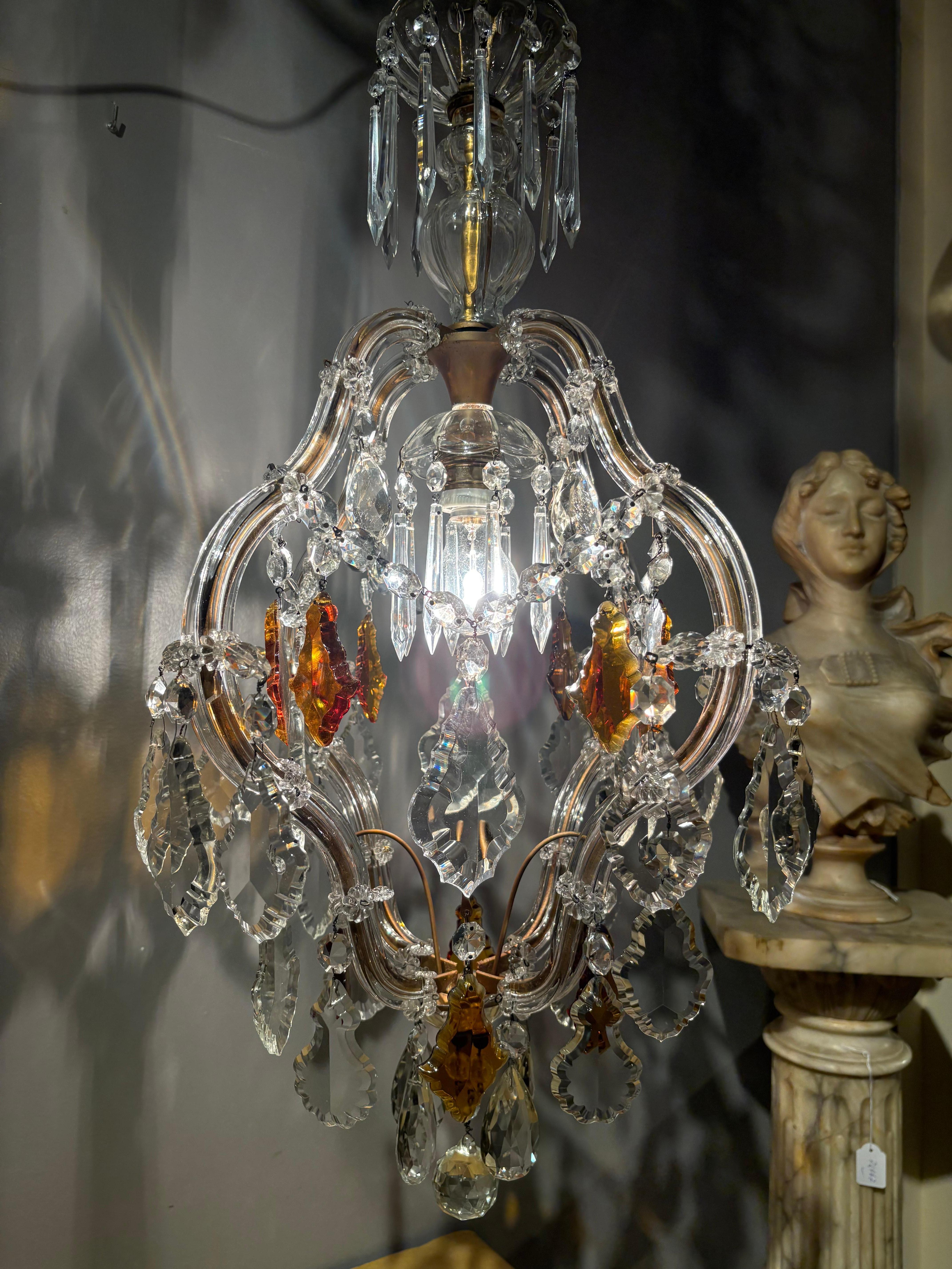 Lampadario italiano di metà secolo in cristallo Maria Teresa in vendita 2