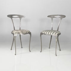 Sillas italianas de metal y tela de mediados de siglo de Palladio, años 50