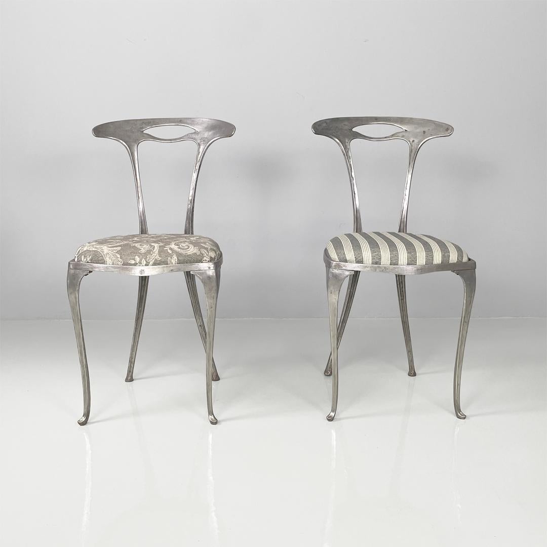 Mid-Century moderno Sedie italiane di metà secolo in metallo e tessuto di Palladio, anni '50 in vendita