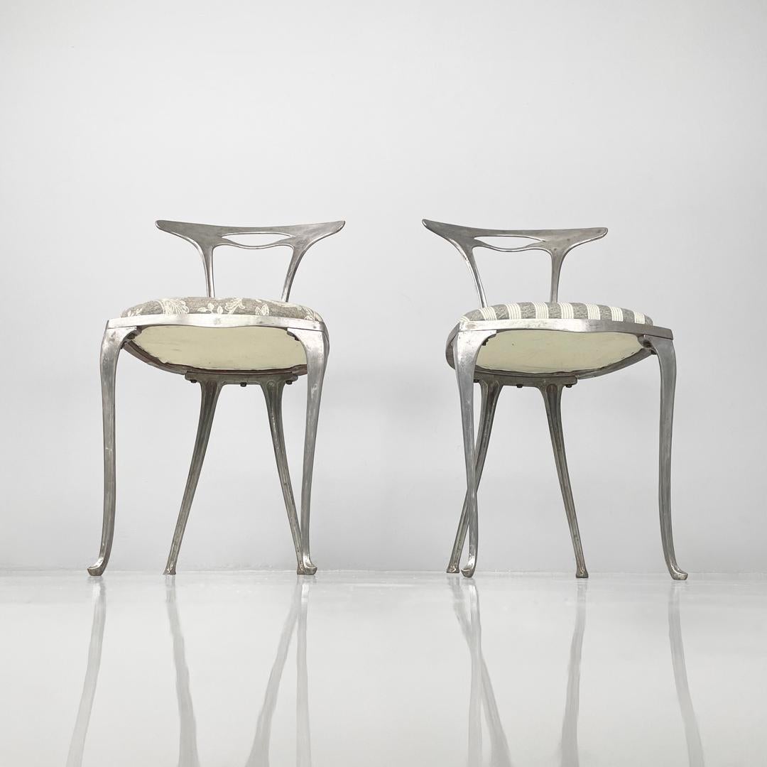 Metallo Sedie italiane di metà secolo in metallo e tessuto di Palladio, anni '50 in vendita
