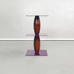 Italian Mid-Century Metal and Wooden Zanzibar Side Table by Bieffeplast, 1988