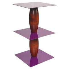 Italian Mid-Century Metal and Wooden Zanzibar Side Table by Bieffeplast, 1988